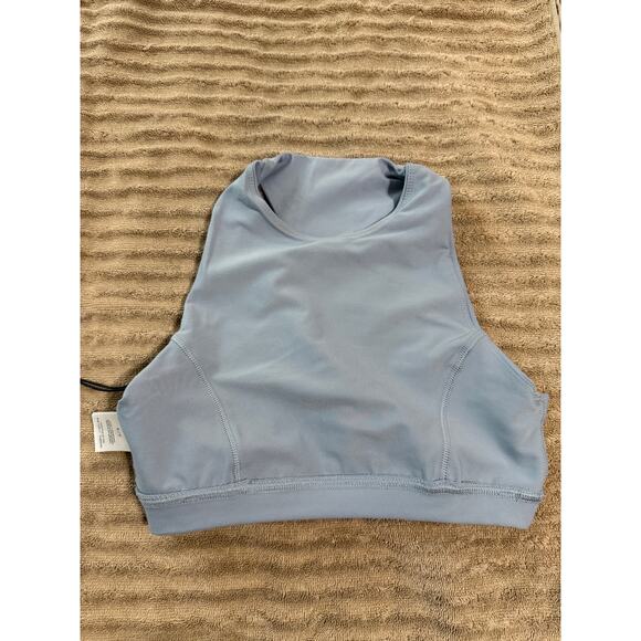 NEW WeWoreWhat High Neck Sports Racer Back Bra Dusty Blue Size Small Athletic - Picture 7 of 8